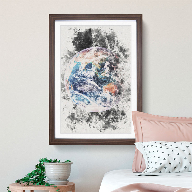 Planet Earth - Picture Frame Painting Print, Walnut Framed, 33cm H x 24cm W x 2cm D