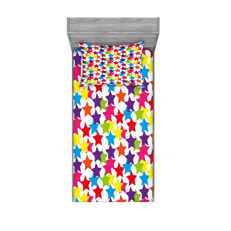Ensemble de draps Funky Stars, Ensemble de draps pour lit simple avec drap-housse