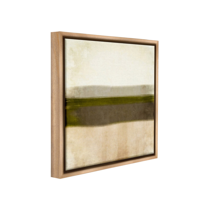 «Rustic Neutral Horizon», art mural encadré flottant par GraffiTee Studios, H 25 po x l 25 po, Cadre flottant orme Montalcino