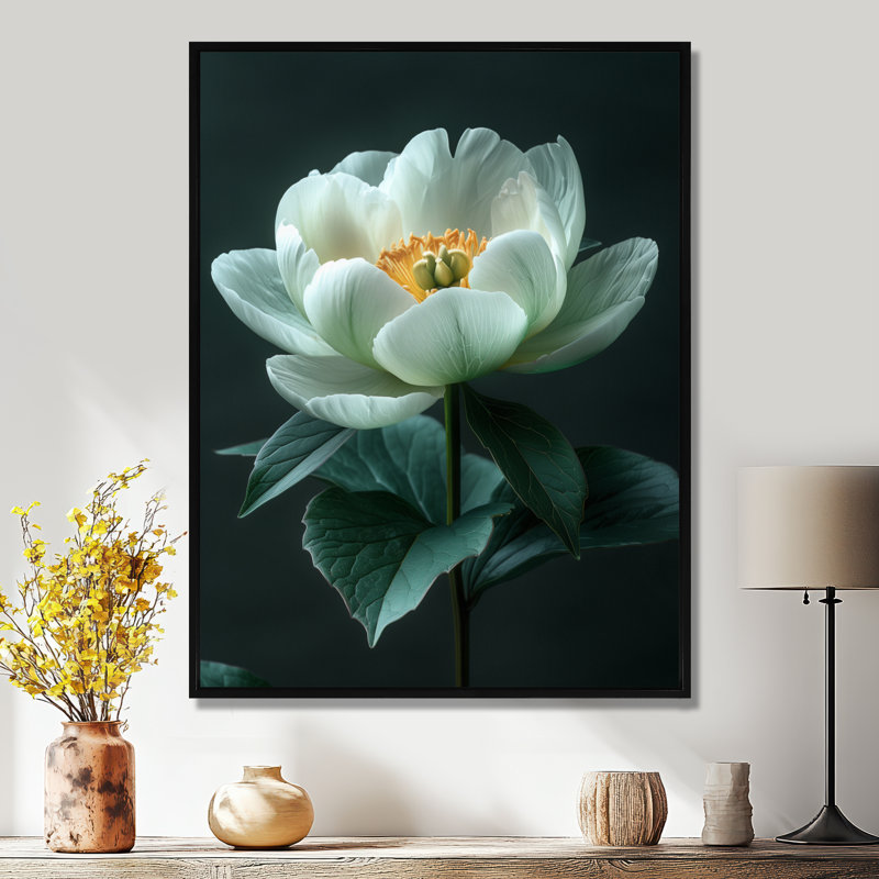 Nate - Peonies Wall Decor, 12" H x 20" W, Black Framed