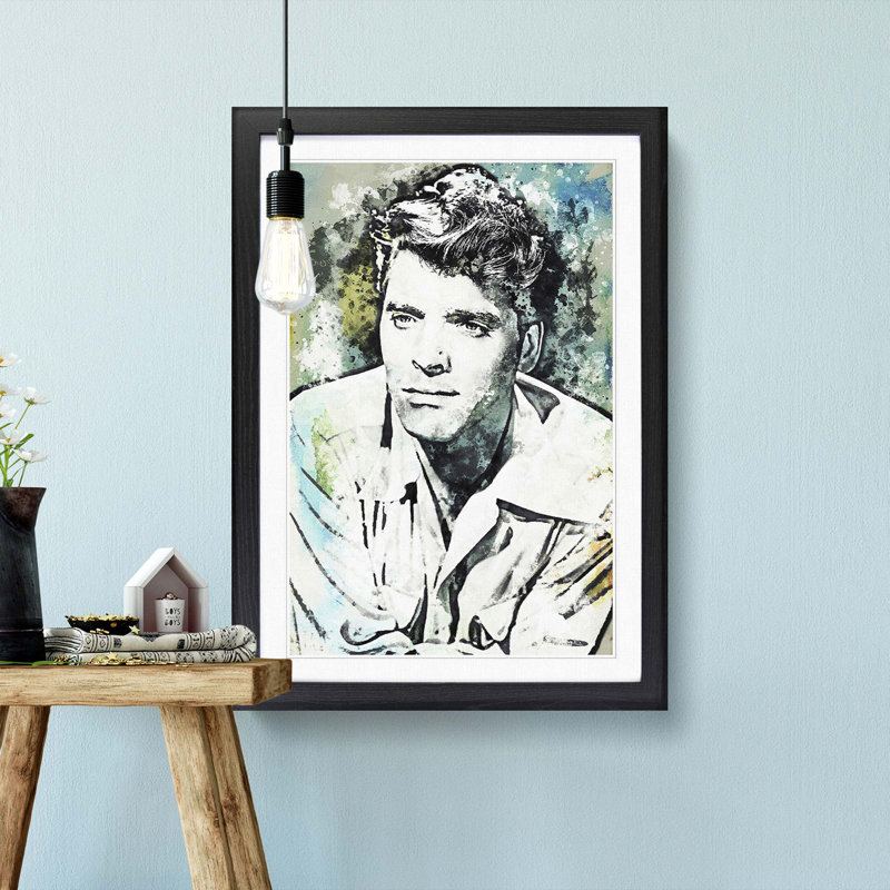 Burt Lancaster in Abstract - Picture Frame Graphic Art Print, 48cm H x 36cm W x 2cm D, Black Framed
