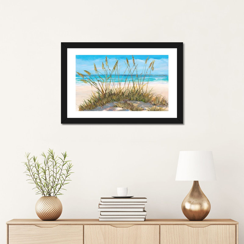 «Beach Grass» par Julie Derice - reproduction d'art, Papier encadré noir, Blanc, H 24 po x l 16 po x P 1 po