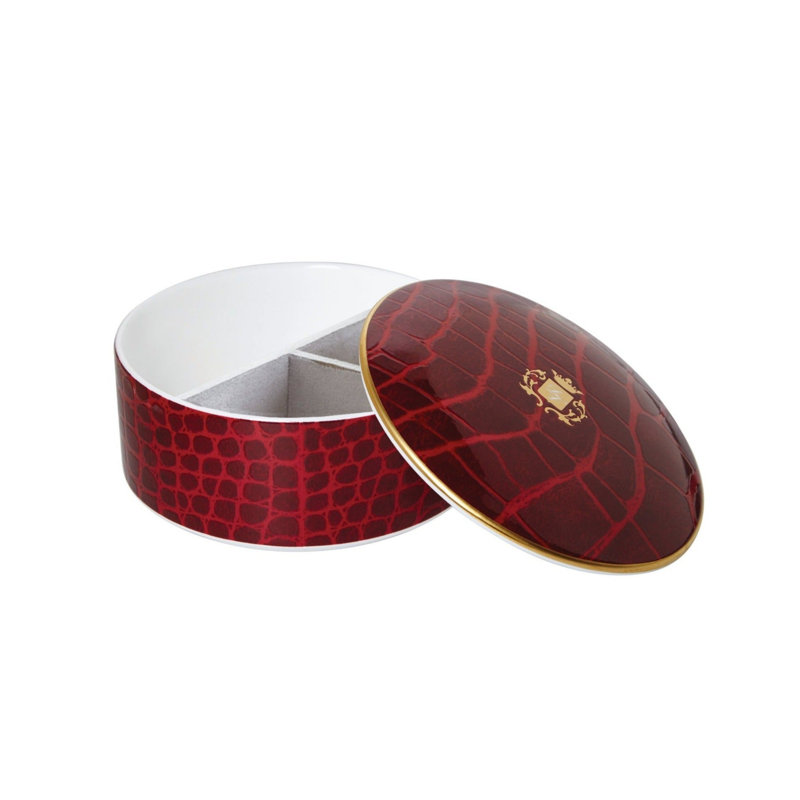 Bone China Accessory Box, Gold/Ruby