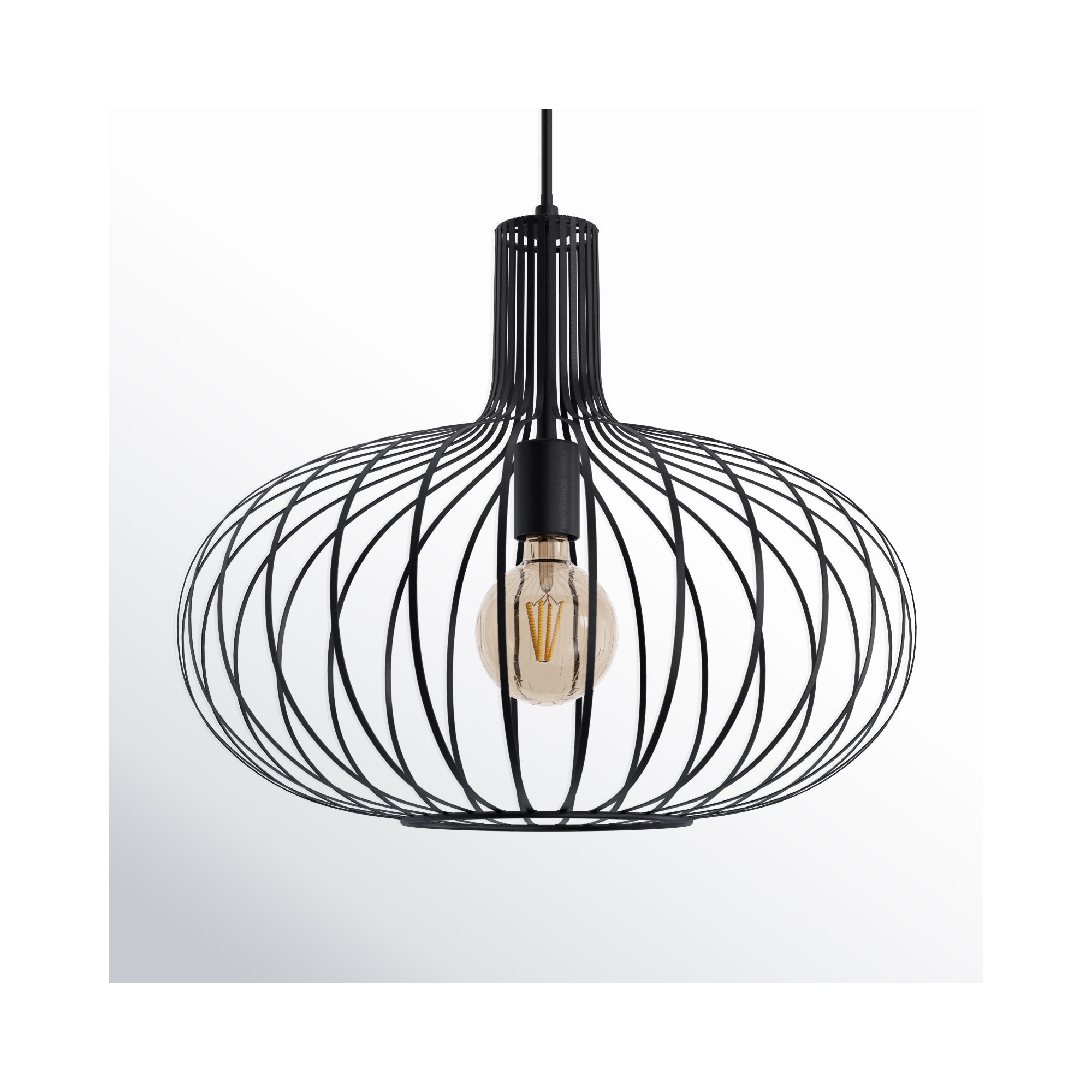 Kern Single Light Metal Dimmable Pendant, 16.5" H x 19.75" W x 19.75" D, Black