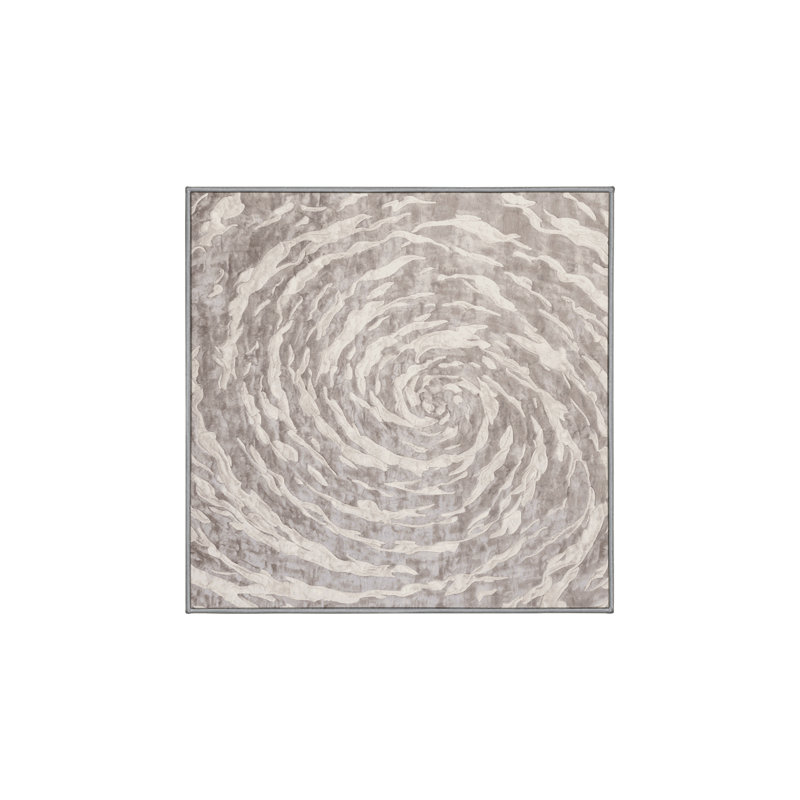 Machine Washable Gray Area Rug, Square 6'