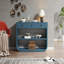 Console moderne, 3 tiroirs, 2 tablettes pour hall d'entrée - bleu