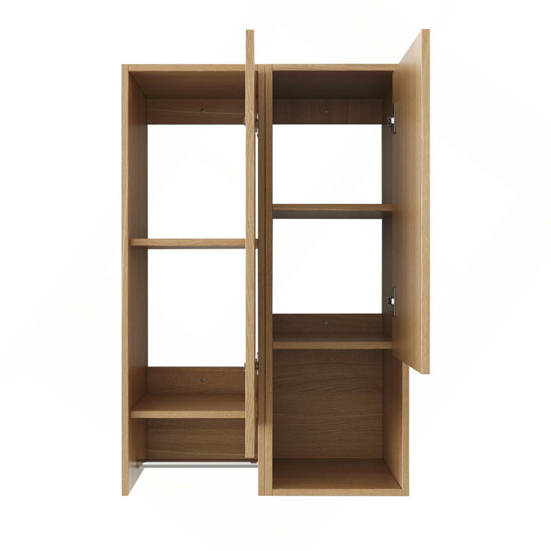Armoire murale avec porte à fermeture douce, porte-serviettes et rangement ouvert pour salle de bain
