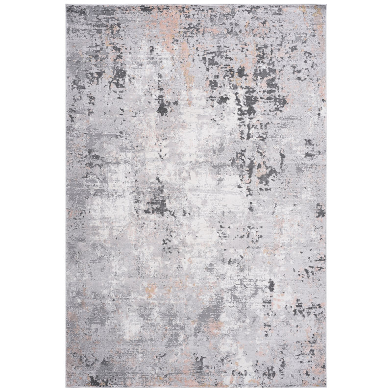 Tapis abstrait gris / multicolore 2 x 3 - sans perte de teinture, teinture pour la salle à manger, la chambre à coucher, le salon, la chambre, la cuisine-salle à manger