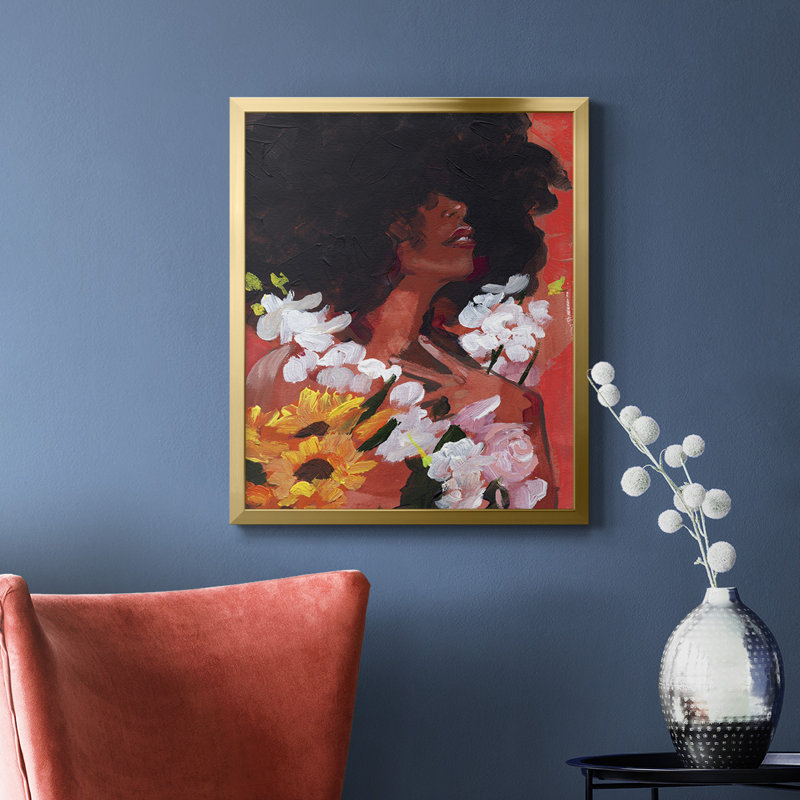 Toile encadrée de qualité supérieure «Through the Flowers II» - prête à être accrochée, Or, H 24 po x l 20 po