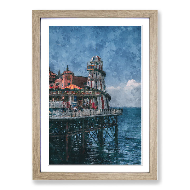 Brighton Pier - Picture Frame Painting, 48cm H x 36cm W x 2cm D, Oak