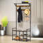 Rustic Industrial Hall Tree with Bench and Shoe Storage Organiser, Entryway Furniture
