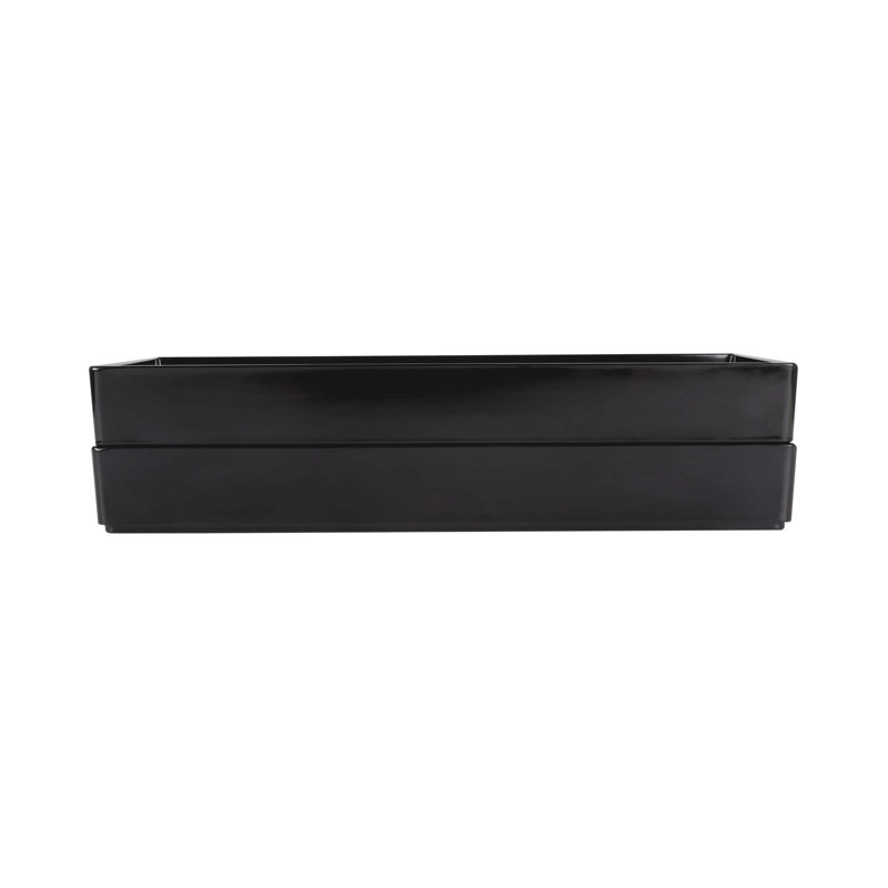 Black Rectangular Melamine Serving Tray with Handles