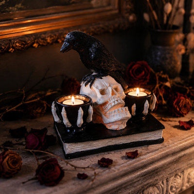 Halloween Candlestick Decorations Skull Crow Resin Decoration Halloween Party Ornaments Festival Gift