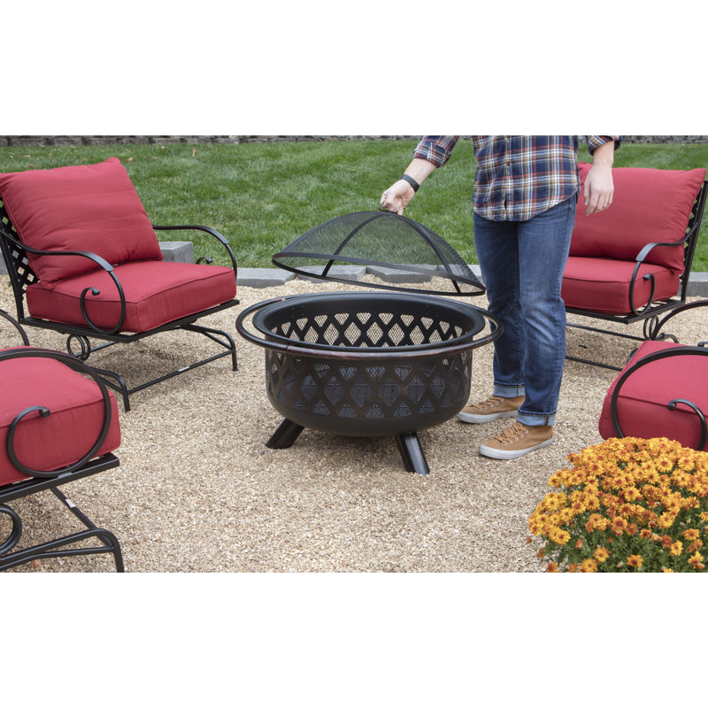 Bronze Lattice Design Wood Burning Outdoor Fire Pit