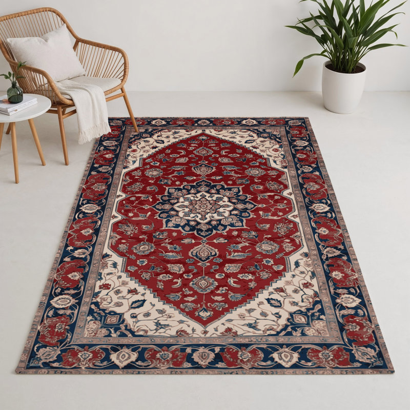 Tapis d'intérieur et d'extérieur rouge Persian, Rectangle 5 pi x 7 pi