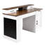 Bureau blanc de 55 po avec station de charge, support pour moniteur et glissières de tiroir pour une expérience de travail confortable et productive dans un bureau à domicile