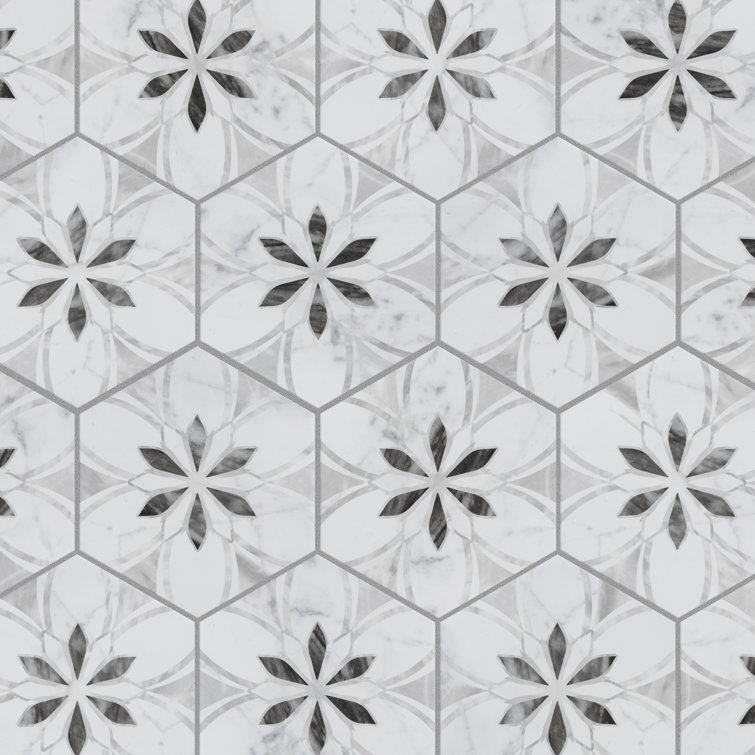 Classico Bardiglio Hex 7" x 8" Porcelain Patterned Wall & Floor Tile