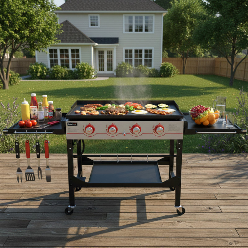 Royal Gourmet 36-Inch 4 Burner Flat Top Gas Griddle, Black