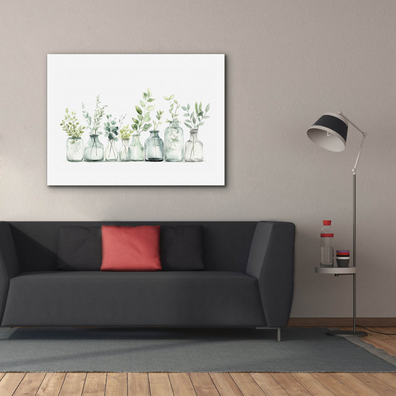 «Botanical Bottles» par Svetlana Aleynikova, art mural sur toile, H 40 po x l 54 po