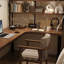 Bureau en fer massif en forme de L brun noyer + noir-2103132928