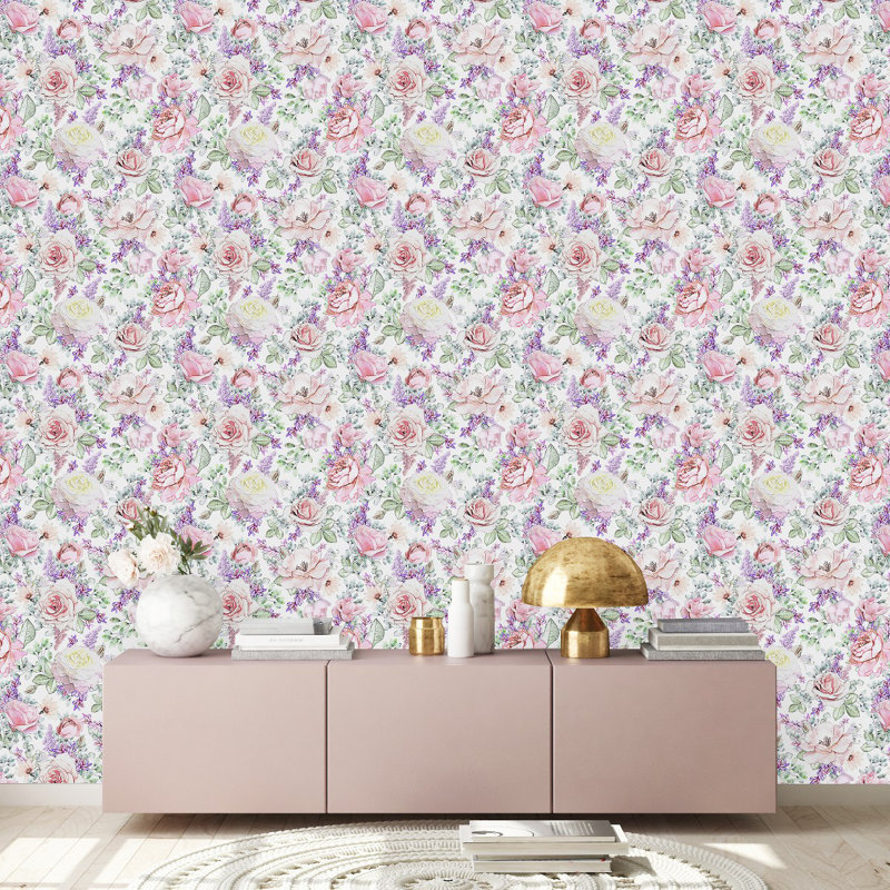 Peel & Stick Floral Tile, 2.08' W x 10.42' L