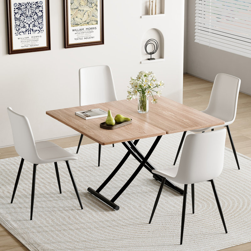 Ensemble de table de salle à manger 4 personnes, table pliante avec base en métal, table de salle à manger avec chaises