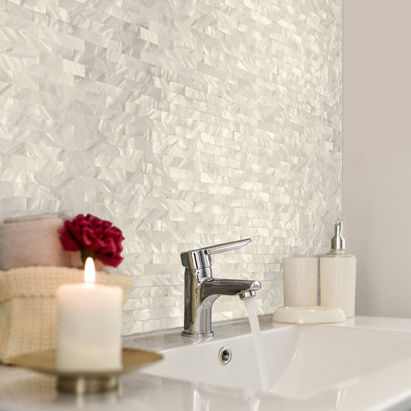 11.8''X11.8'' Seashell Mosaic Wall Tile,Natural Mother of Pearl Tile for Kitchen,Bathroom,Pack of 10