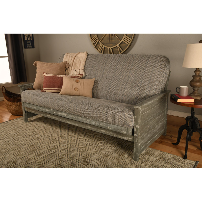 Futon de lit double avec matelas Anders, Gris patiné, Transport maritime
