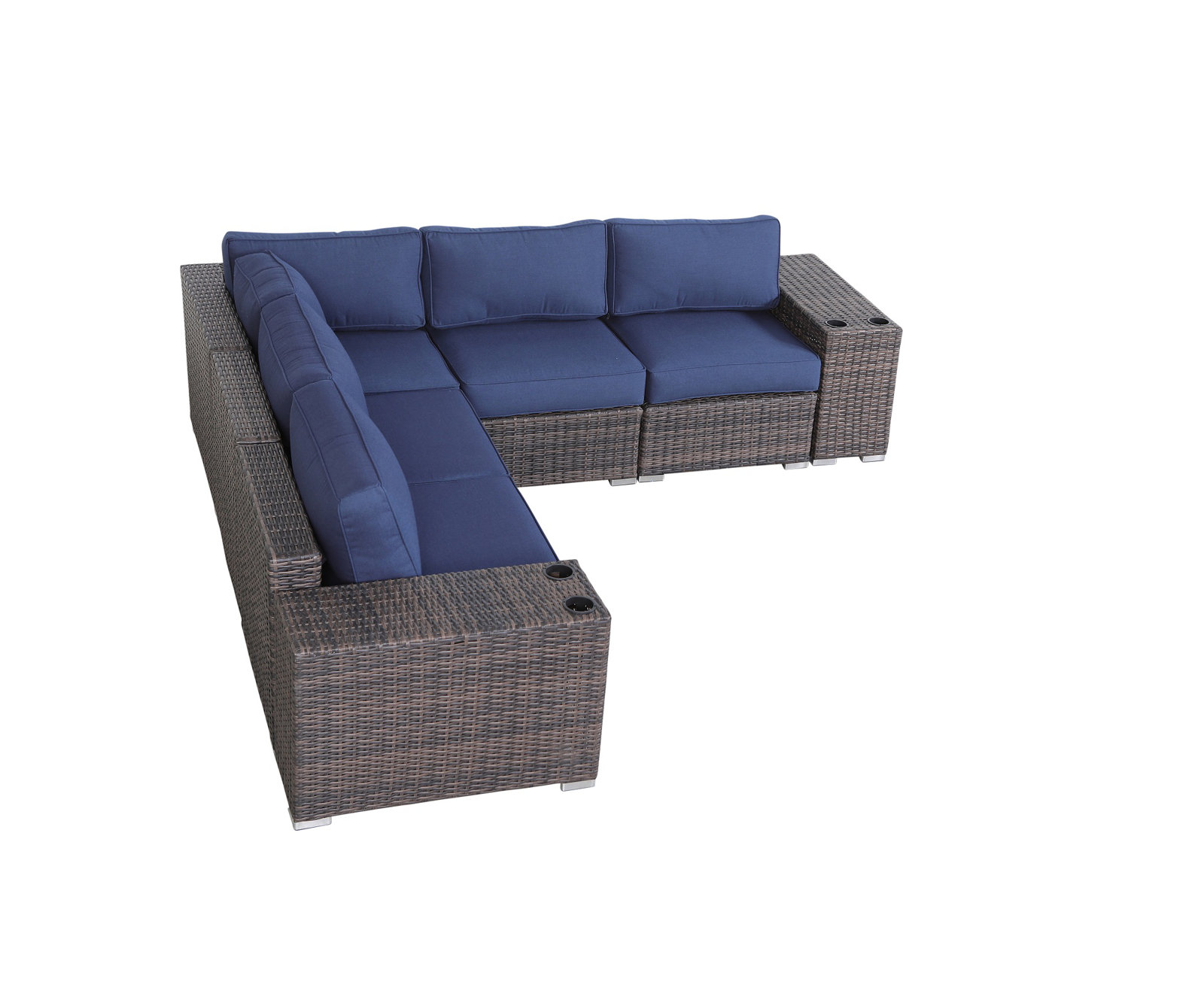 4-Person Sunbrella® Patio Seating Group, Brown , Sunbrella Navy blue