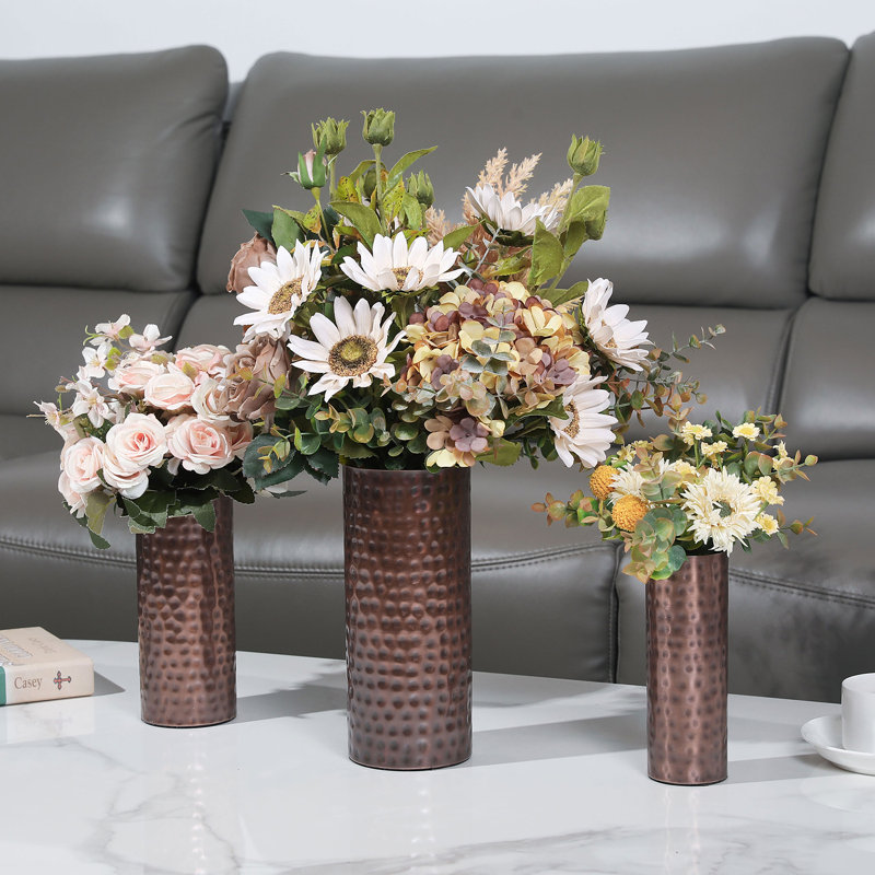 Ensemble de 3 vases de table en métal, Cuivre