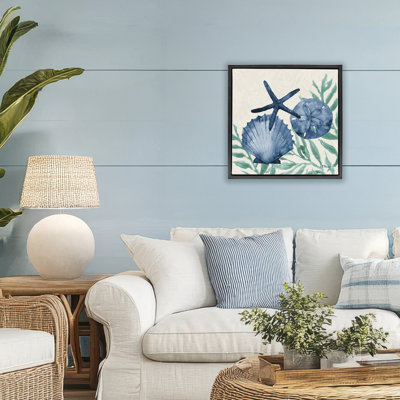 Tampico Shells in Blue Floating Frame, design by Paul Brent