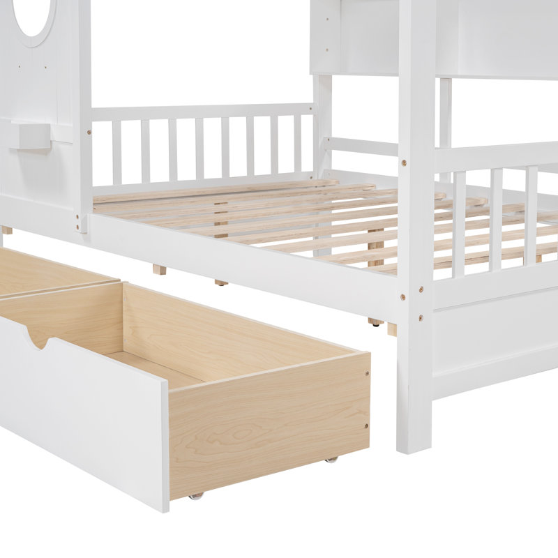 Lit maison, Lit double, Blanc