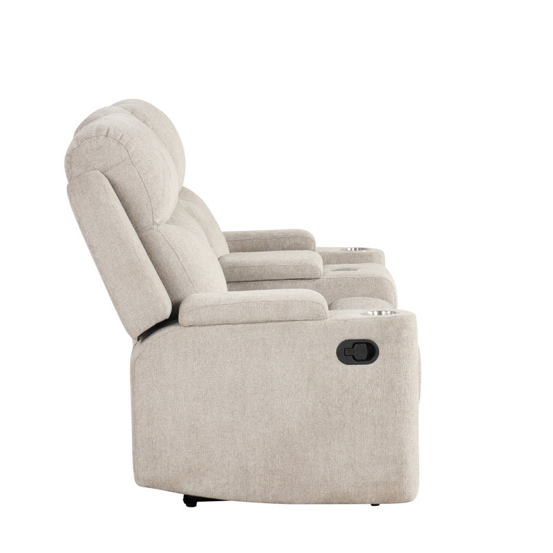 Causeuse en chenille gris clair Galya avec console