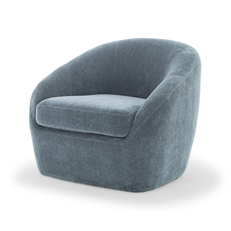 Stargazer Upholstered Barrel Chair, Blue Performance Chenille