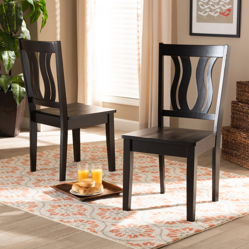 Arashel 17.7'' H Solid Wood Side Chair, Dark Brown, Dark Brown