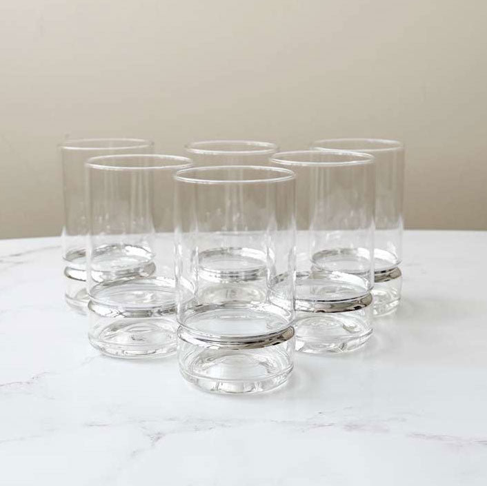 Verre à whisky avec bande 15 oz 6 pièces, Silver