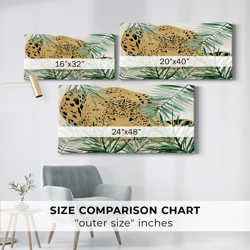 Palm Leopard II - Toile tendue avec châssis - Prêt à accrocher, 16" H x 32" W