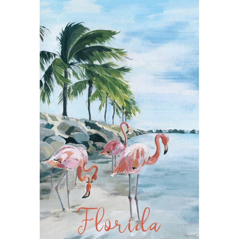 Les flamants roses - reproduction d'art sur toile tendue, H 18 po x l 12 po x 1,5 po