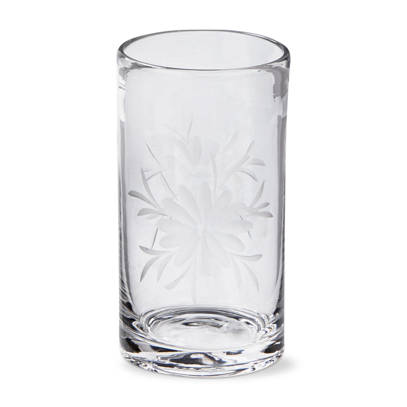 Fleur Etched Glass Tumbler