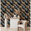 Papier peint tissé amovible à chevrons-2019737863