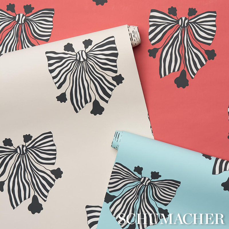 Schumacher x Marian Mcevoy Bow-Wow-Wow Wallpaper, Red