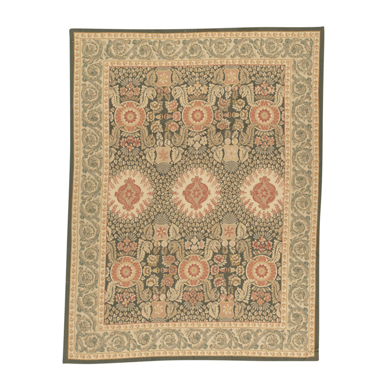 Tapis vert et vert noué à la main de haute qualité