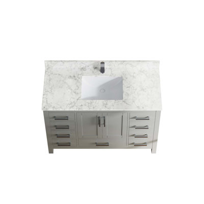 Meuble-lavabo de 47 po avec lavabo et robinet, meuble-lavabo avec 2 portes et 9 tiroirs