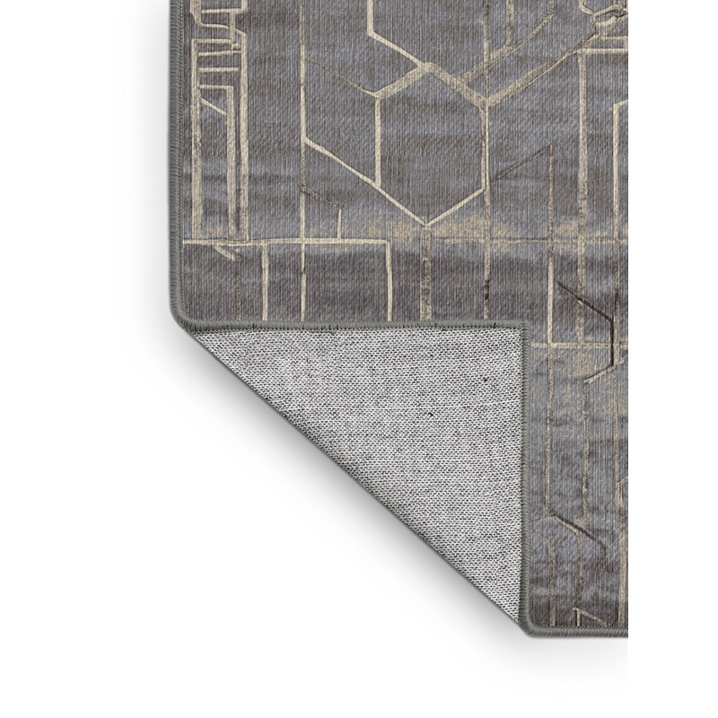 Machine Washable Gray Area Rug, Square 8'