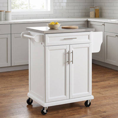 Îlot de cuisine, chariot de cuisine roulant avec comptoir en acier inoxydable, chariot de rangement utilitaire