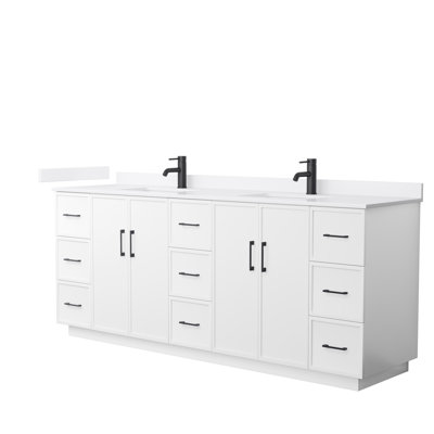 Elan TK 84" Freestanding Double Bathroom Vanity with Cultured Marble Top
