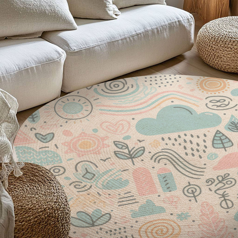 Tapis tressé à motifs doux, Rond 5 pi