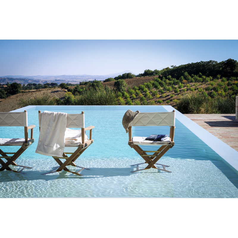 Fauteuil Sroka en teck et housse en coton blanc
