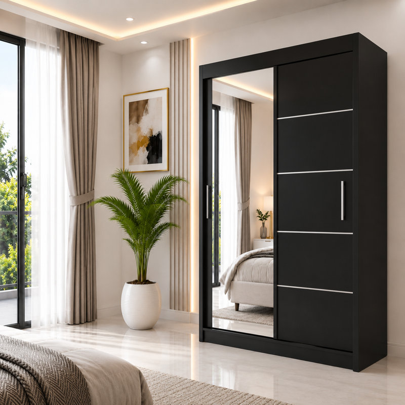 Engineered Wood Wardrobe, 120cm, Black