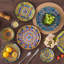 12 Pieces Porcelain Dinnerware Set, Multicolour Set, Dinner Plate, Dessert Plate And Bowl Set For 4 Person, Polychrome, Ceramic Stamping In Bohemian Style-123687064